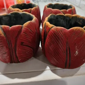 4 ceramic Flower candle holders