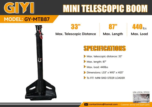 2026 GIYI GY-MTB87 87 in Mini Skid Steer Telescopic Boom (Unused)