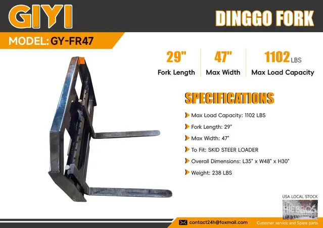 2026 GIYI GY-FR47 29 in Mini Dingo Skid Steer Forks (Unused)