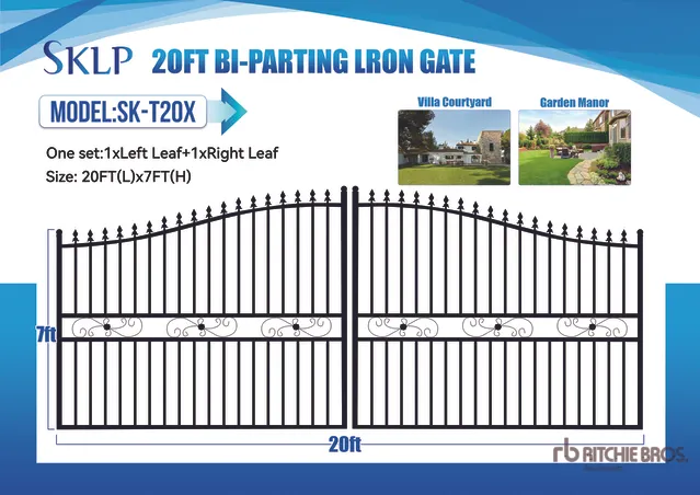 2026 SKLP SK-T20X 20 ft x 7 ft Wrought Iron Bi-Parting Driveway Gate (Unused)