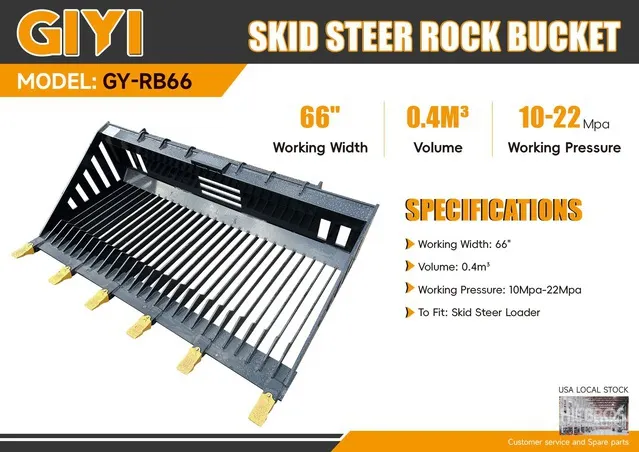2026 GIYI GY-RB66 66 in Rock Skid Steer Bucket (Unused)