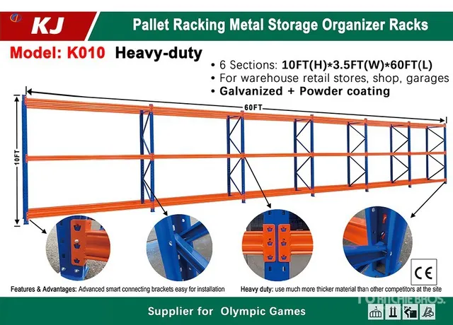 2026 KJ K010 3 ft 6 in x 60 ft Pallet Racking (Unused)