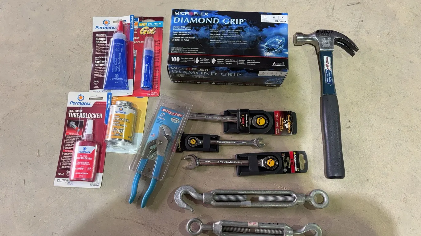 Threadlocker, Ratcheting Wrenches & Hammer