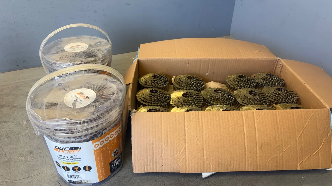(1) Box of Nails and (2) Buckets of Screws