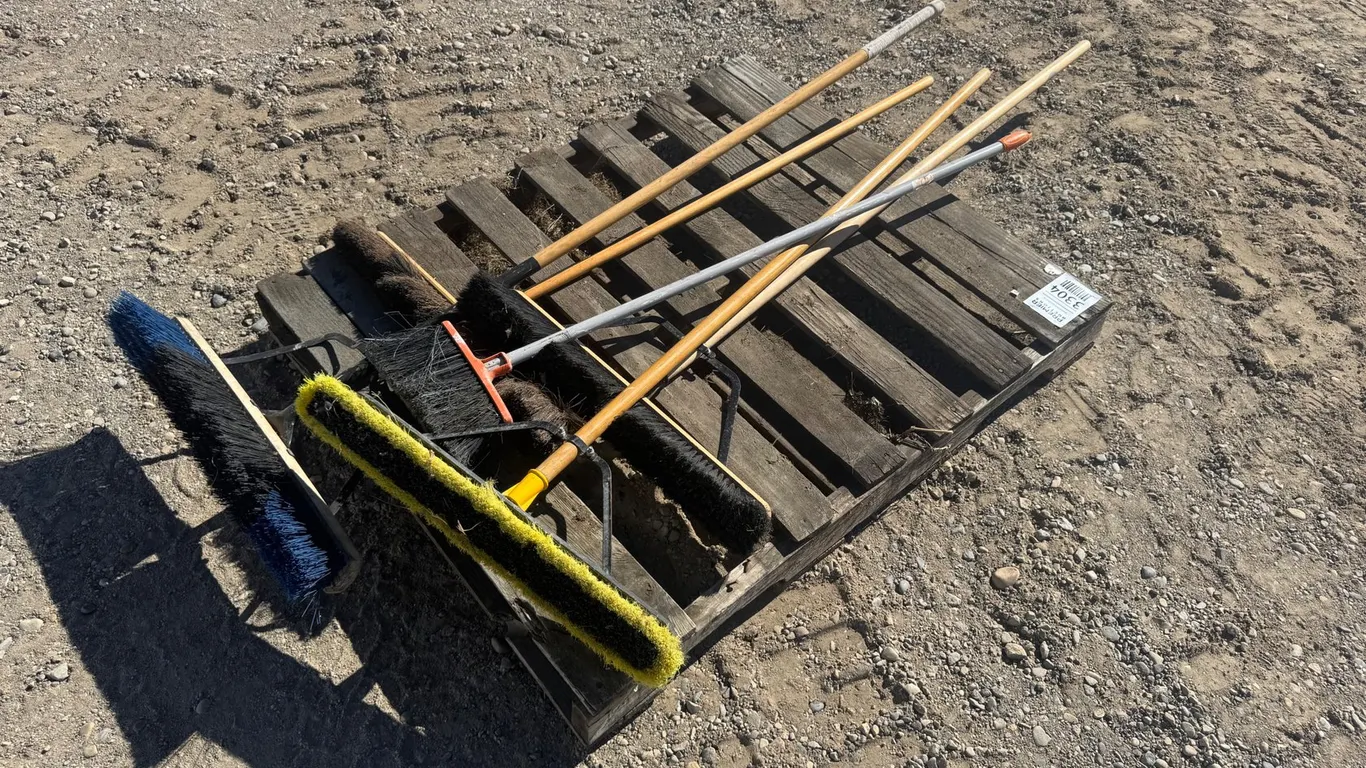(4) Assorted Shop Push Brooms