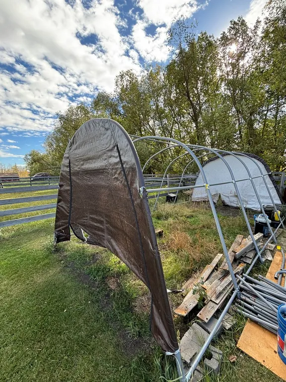 TEMPORARY POLE SHELTER - 20'LX11'WX8'H