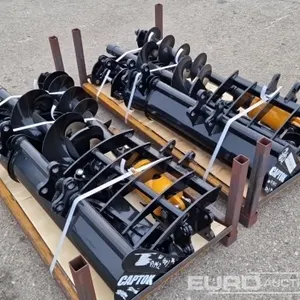Unused Captok Qty (7) Rake, Ripper, Graber, 12" Auger, 16" Auger, 8" Narrow Bucket, 32" Bucket to suit Exacvator (2 of) 