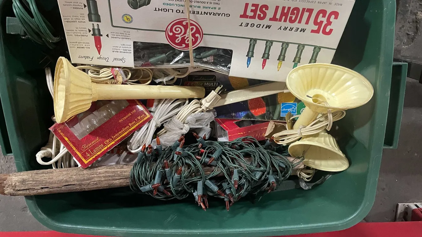 Tote of Lights and Christmas Decor (T6)