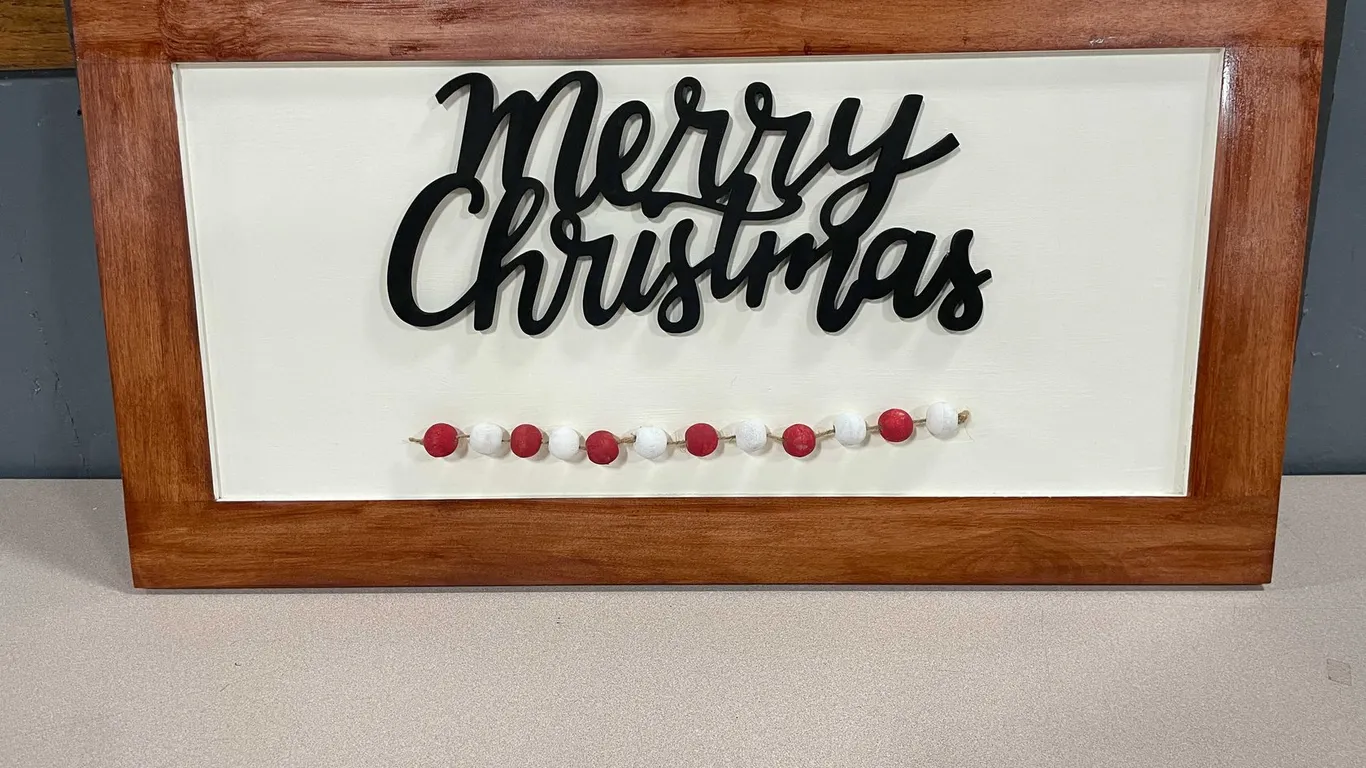 Handmade Wooden Merry Christmas Wall Art (T4)