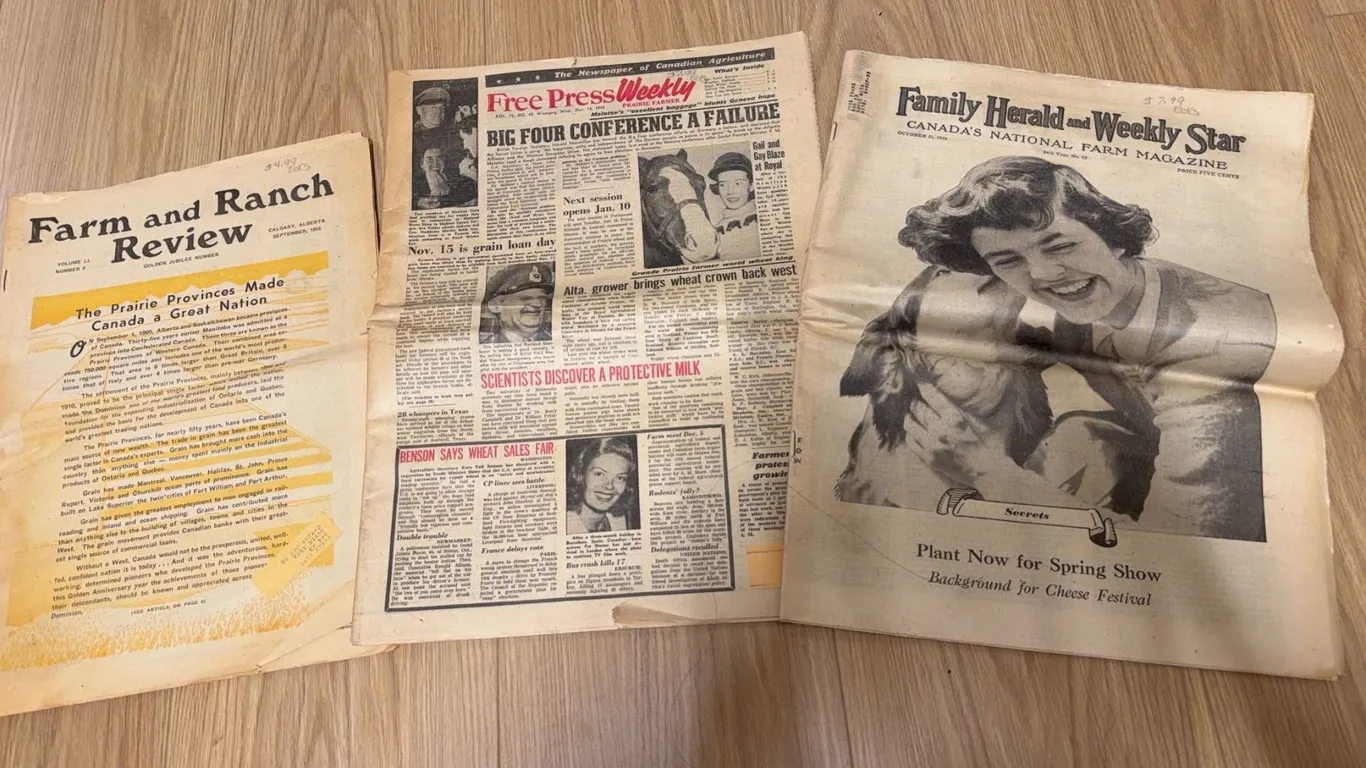 3 Vintage Canadian Agriculture Newspapers 1950s-1960s
