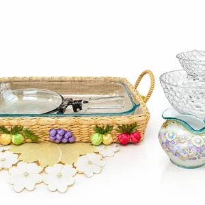 Kitchenware Lot with Glass Dishes, Ceramic Creamer, and Serving Utensil