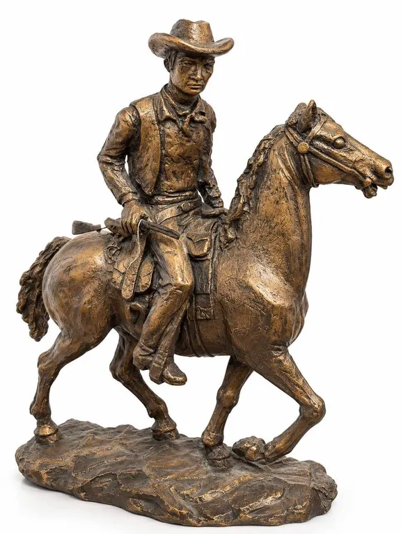 Bronze Cowboy on Horseback Sculpture