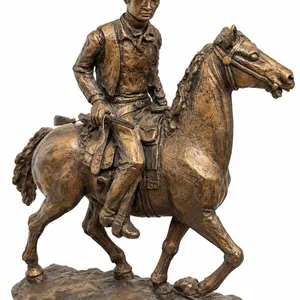 Bronze Cowboy on Horseback Sculpture