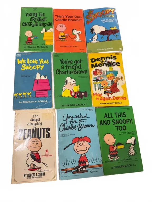 Peanuts and Dennis the Menace Paperback Book Lot by Schulz and Ketcham, 9 Books