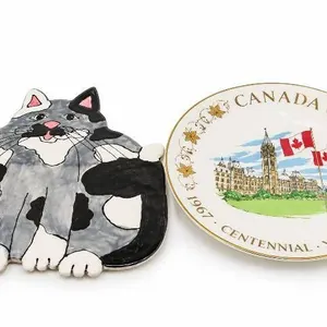 Canada 1967 Centennial Plate, Cat Wall Art, Decorative Dish, Green Velvet Jewelry Box