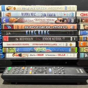 Sony BDP-S370 Blu-ray Disc DVD Player With Remote, 8 Blu-rays, 17 DVDs Included