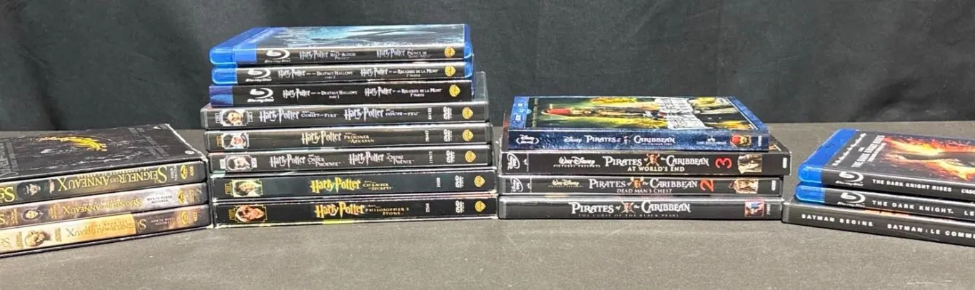 Blu-ray and DVD Movie Lot: Harry Potter, Pirates of the Caribbean, Batman, Lord of the Rings