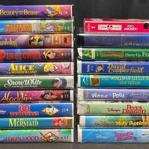 Disney and Children’s VHS Lot, 7 Sealed: Snow White, Alice, Pinocchio, Dumbo, More, 19 Total