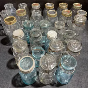 Vintage Mason and Canning Jars with Metal Lids, 27 Pieces