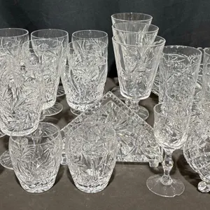 Cut Crystal Glassware Assortment Including Stems, Tumblers, Bowls, and Accessories
