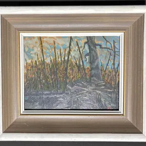 Original R.L Signed Painting, Beauers Pond, Lake of Bays, 1970s, Mary Borgstrom Estate