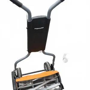 Fiskars Manual Push Reel Lawn Mower with Adjustable Height and Dual Handle
