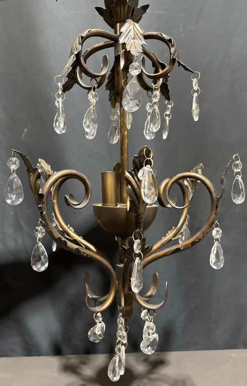 Patio or Garden Suncatcher Chandelier with Metal Frame and Hanging Crystal Prisms