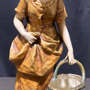 Austria Amphora Porcelain Figurine of Woman with Baskets