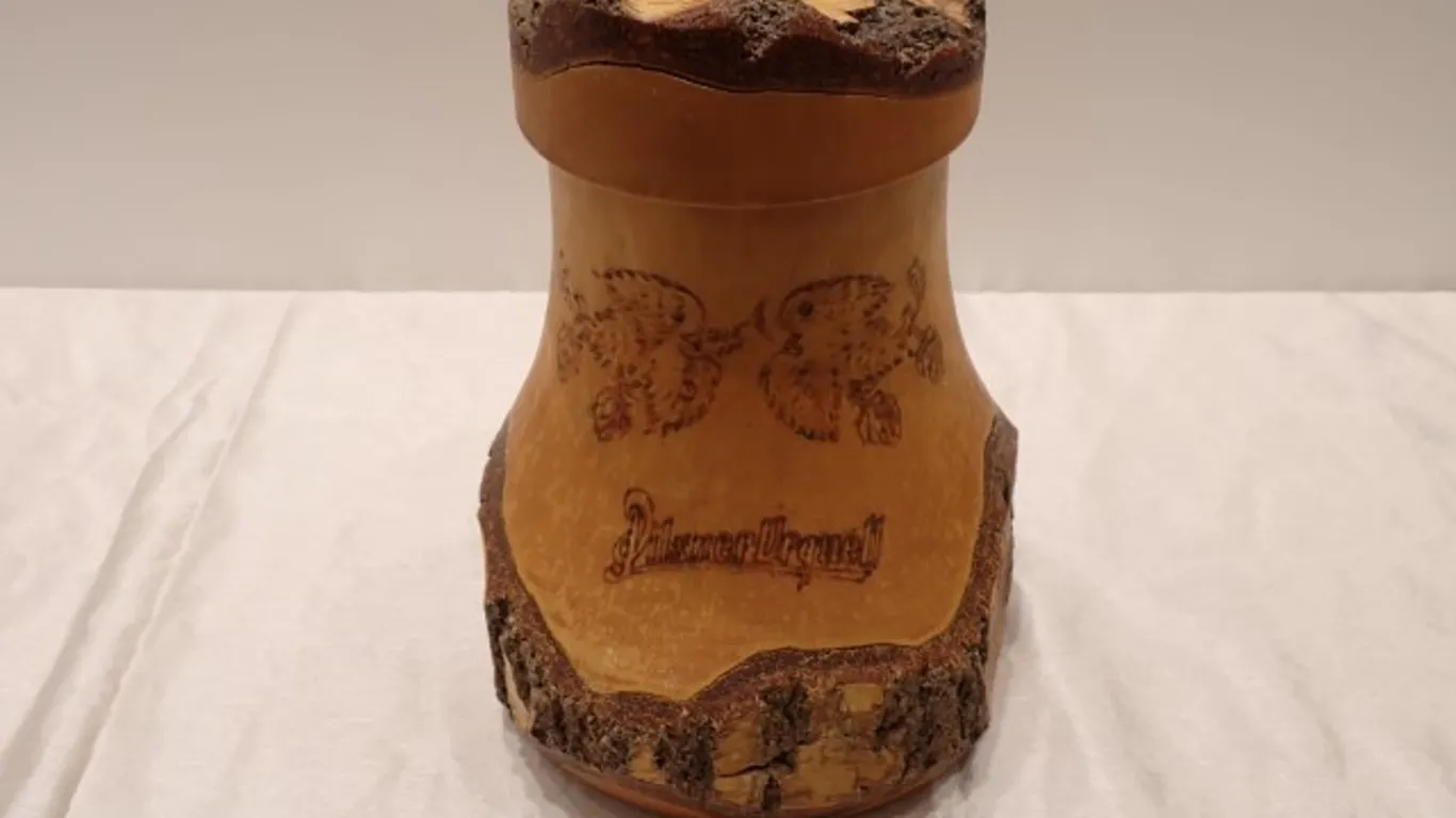 Hand-Carved Wood Beer Stein