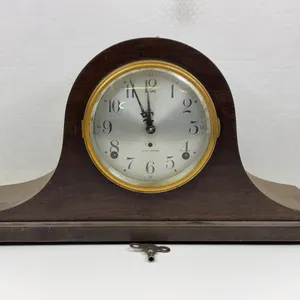 Seth Thomas Tambour Mantel Clock with Key Time and Strike