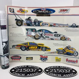 NHRA Champions and Harley-Davidson Posters with FMCA Vehicle Plaques