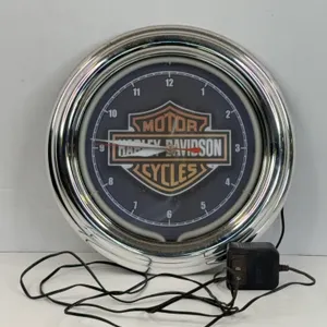 Harley-Davidson Bar & Shield Neon Wall Clock with AC Adapter