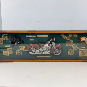 Framed Motorcycle Memorabilia Shadow Box 1936 Bike Route 66