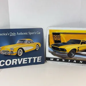 Chevrolet Corvette and Ford Mustang Boss 302 Metal Advertising Signs