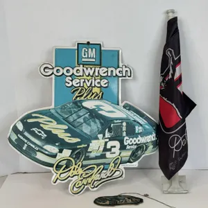 Dale Earnhardt GM Goodwrench Sign Flag and Air Freshener Lot