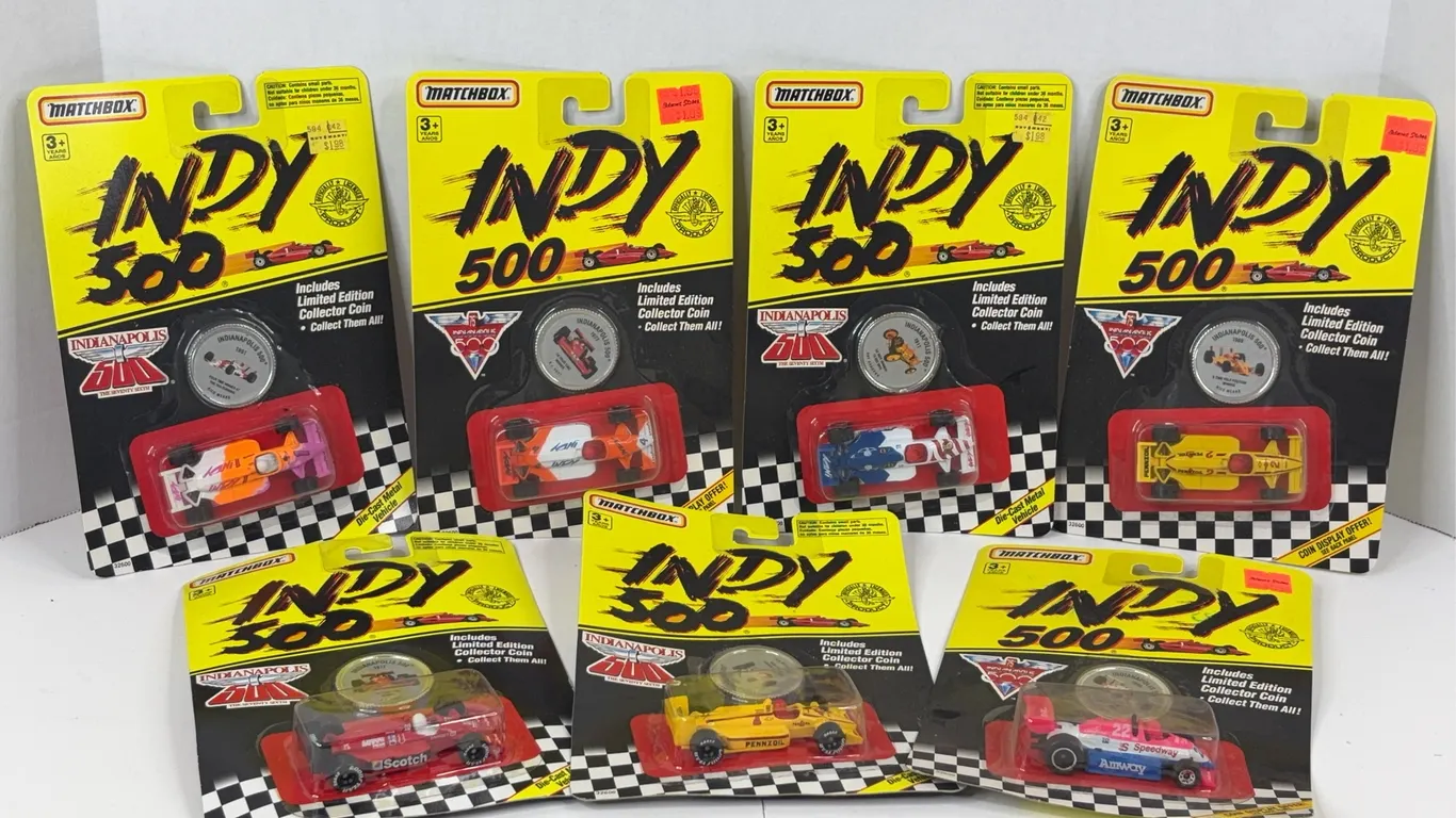 Matchbox Indy 500 Die-Cast Cars with Collector Coins Lot of Seven