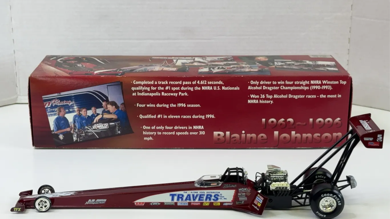 Action 1996 Blaine Johnson Travers Diecast Top Fuel Dragster Box