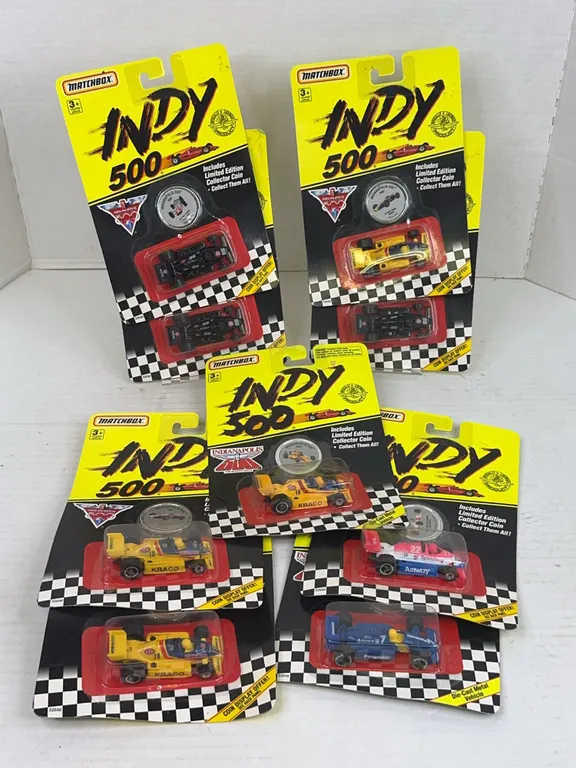 Matchbox Indy 500 Die-Cast Cars with Collector Coins Lot of 7