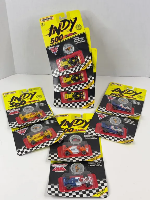 Matchbox Indy 500 Die-Cast Cars with Collector Coins Lot of 9