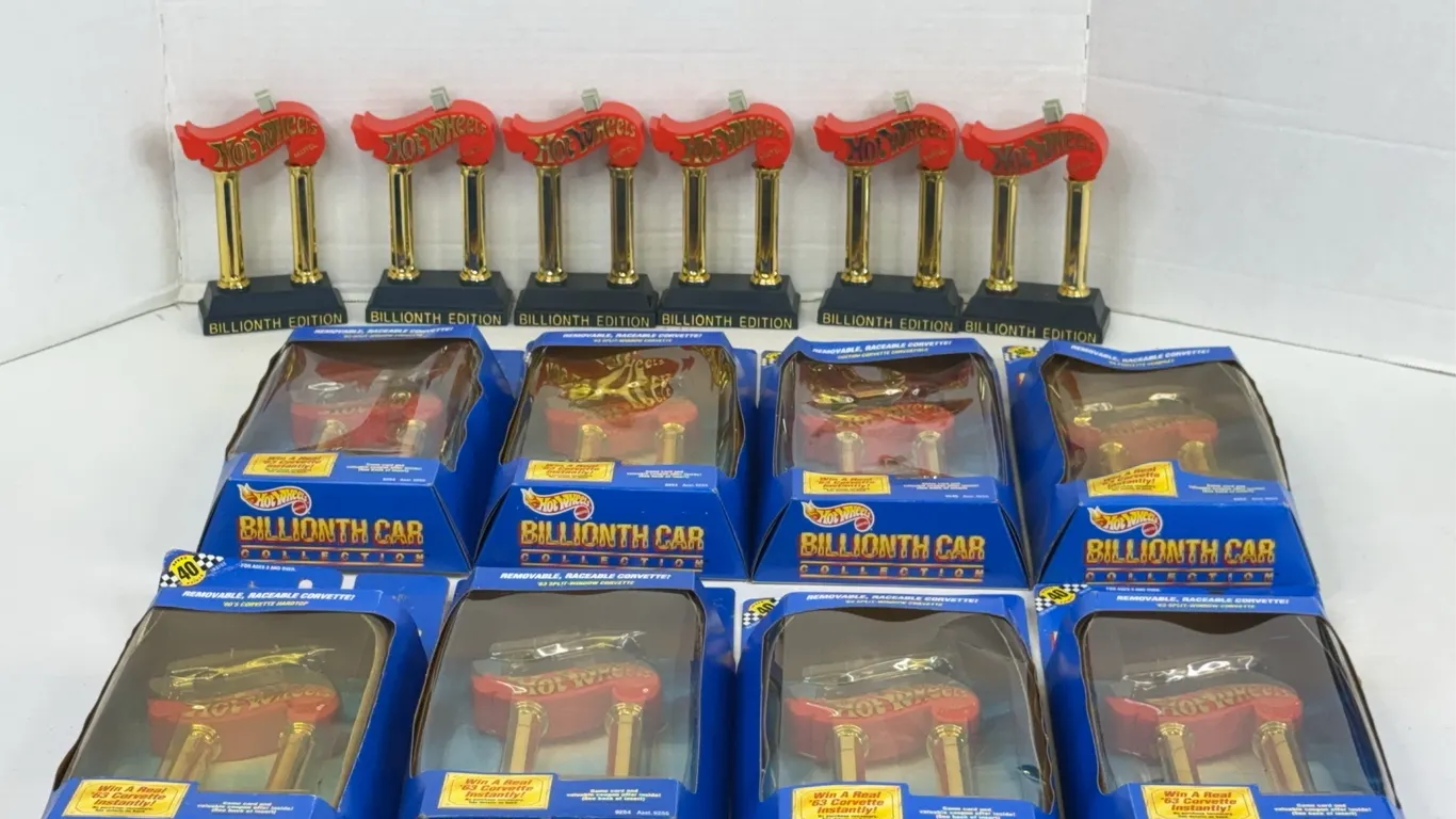 Mattel Hot Wheels Billionth Car Collection Diecast Display Trophy Lot