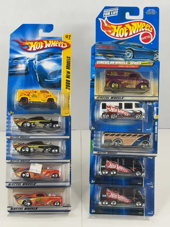 Hot Wheels Die-Cast Cars Lot of Ten Carded Vehicles