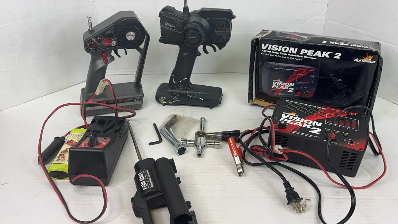 Traxxas TQ3 and Airtronics Radio Transmitters with Dynamite Chargers Lot