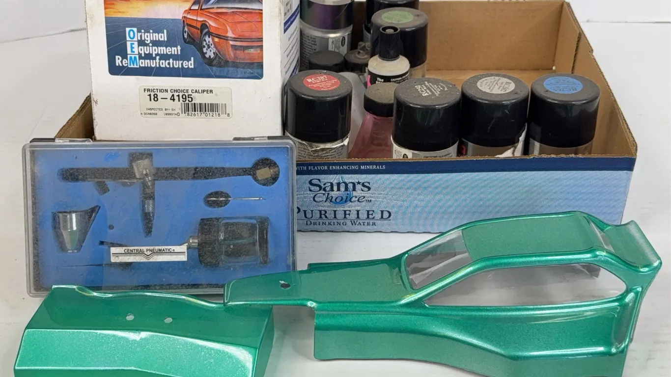 RC Car Body with Central Pneumatic Airbrush and Pactra Paints
