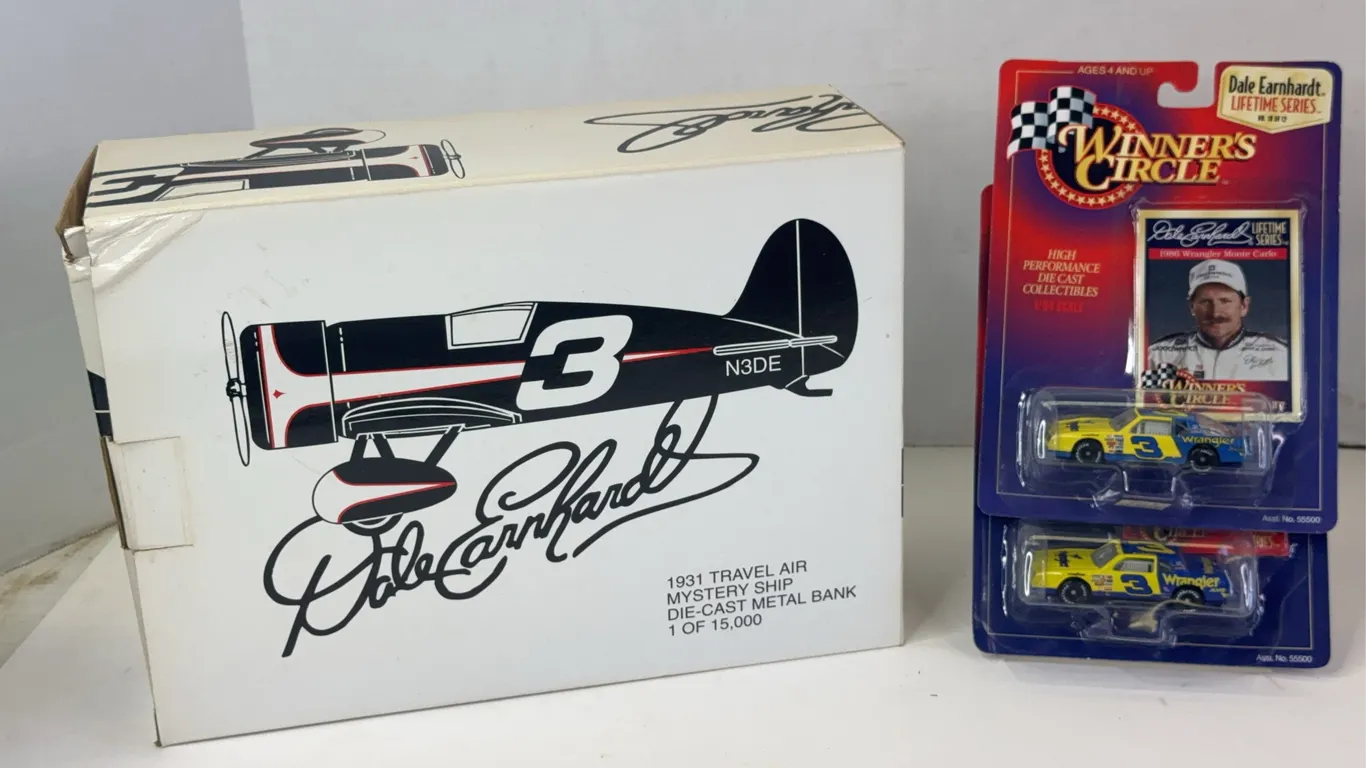 Dale Earnhardt Die-Cast Metal Bank Airplane and Winner's Circle Cars Lot