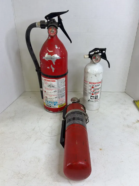 Kidde Dry Chemical Fire Extinguishers and Mounting Bracket Trio