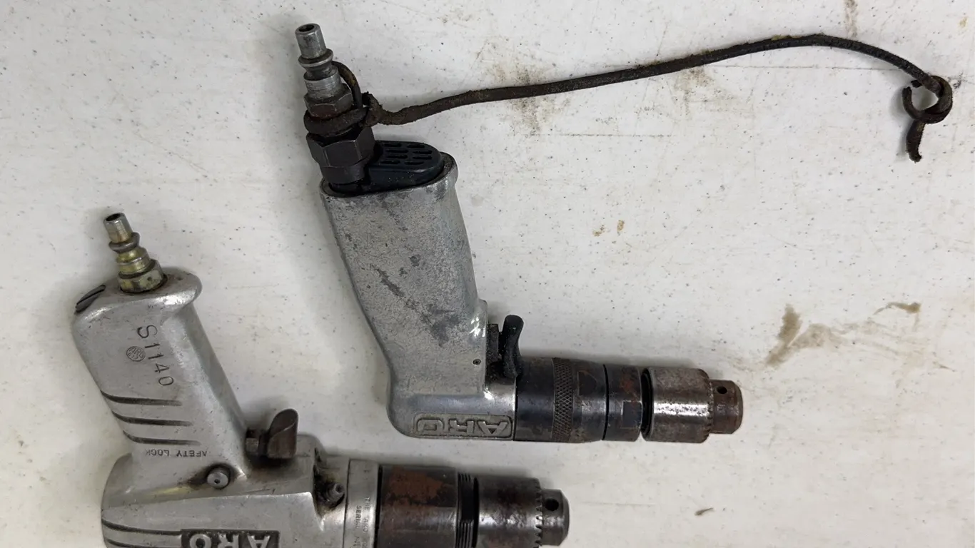ARO Pneumatic Pistol Grip Air Drills Jacobs Chuck Lot of 2