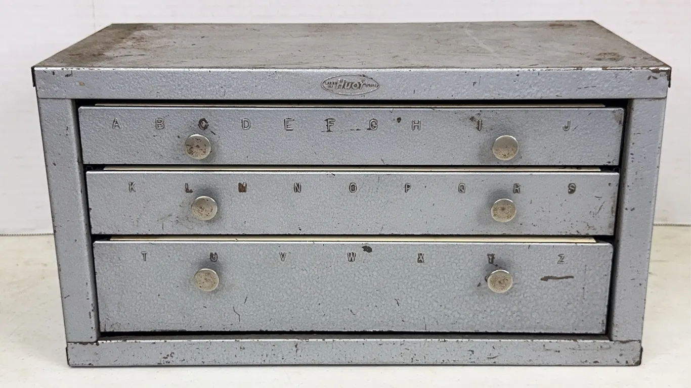 Huot 3 Drawer Metal Drill Bit Cabinet With Contents