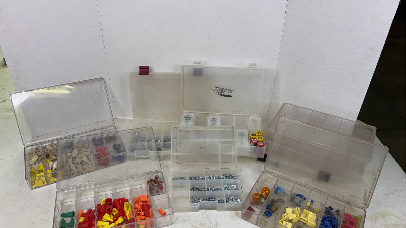 Electrical Connectors Hardware and Plastic Compartment Organizers Lot