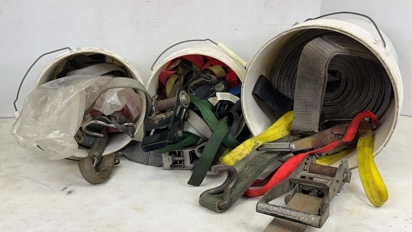 Assorted Heavy Duty Cargo Ratchet Straps and Buckles Lot