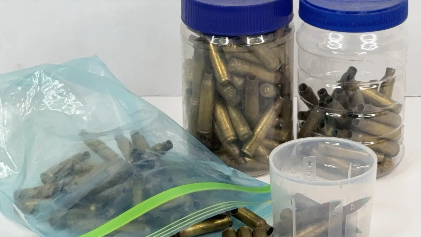 Assorted Spent Brass Casings and Green Tip 5.56 Cartridges